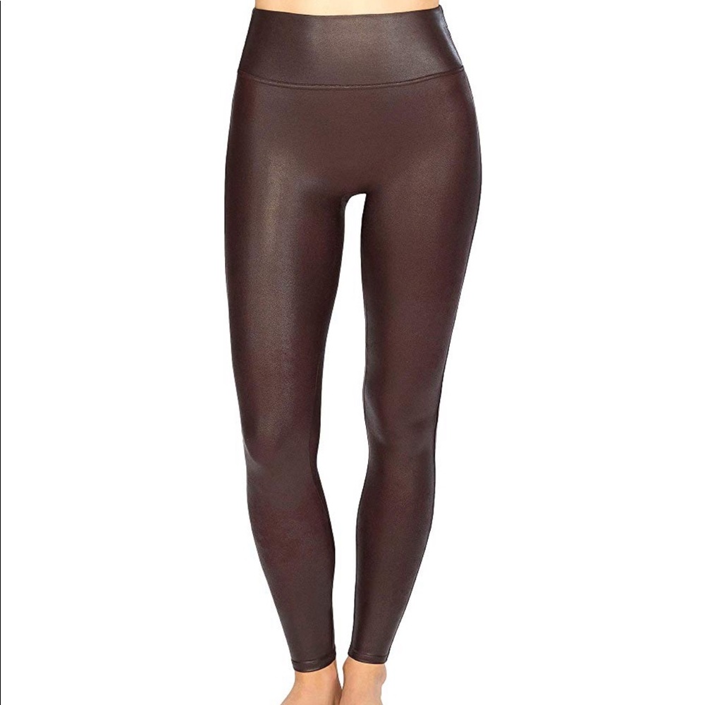Wine SPANX Faux Leather Leggings!